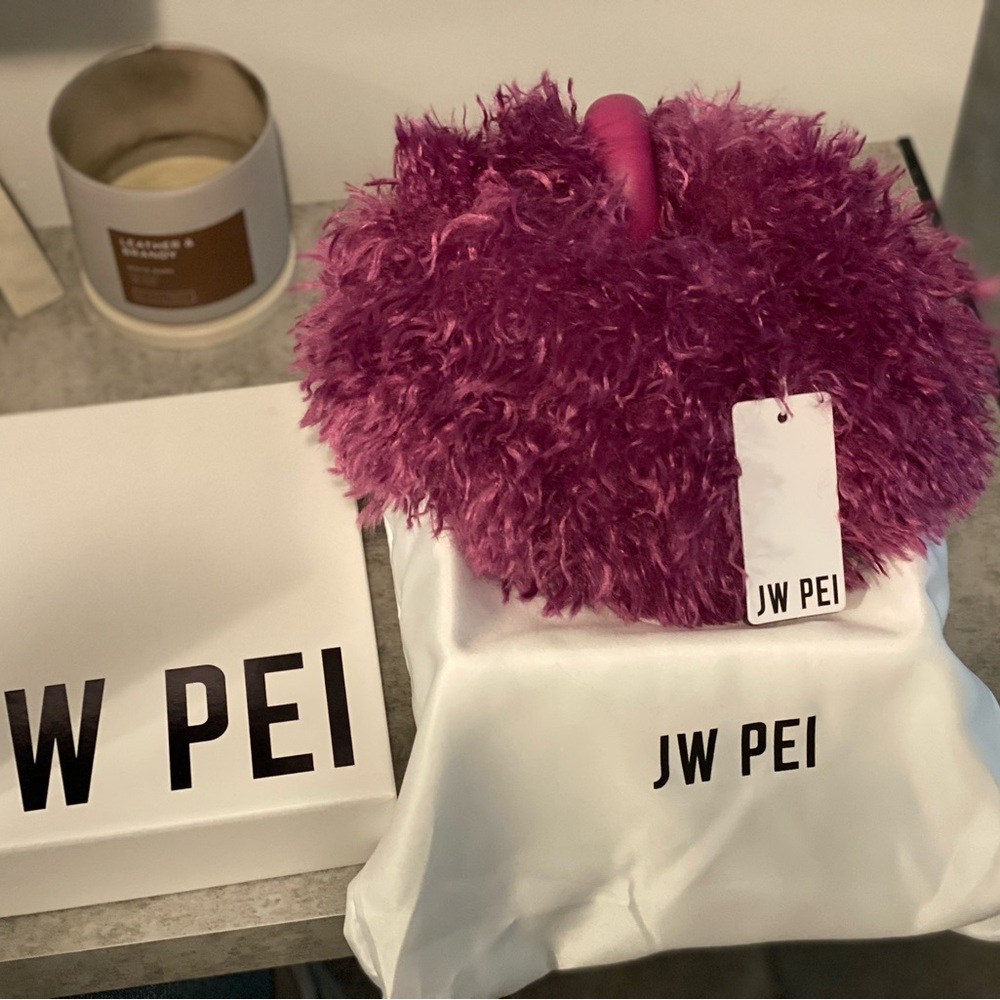 JW PEI Abacus Fuzzy Faux Fur Purple Handbag